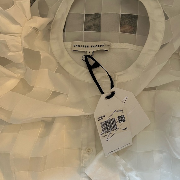 English Factory checkered puff sleeve midi dress NWT - Picture 6 of 7